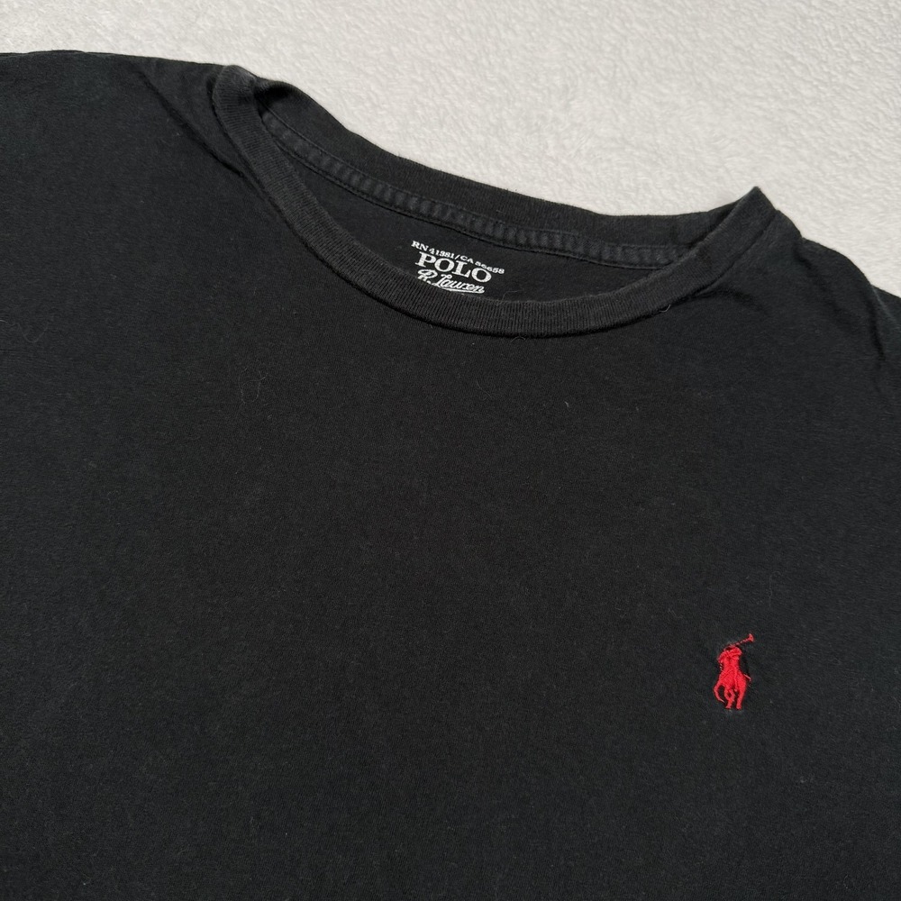 Polo Ralph Lauren Shirt Mens XL Black Short Sleeve Crewneck Red Pony Cotton Tee
